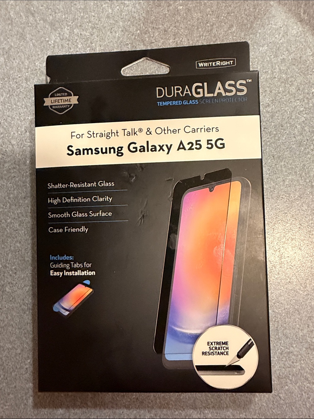 DURAGLASS Tempered Glass Screen Protector for Samsung Galaxy A25 5G - Black